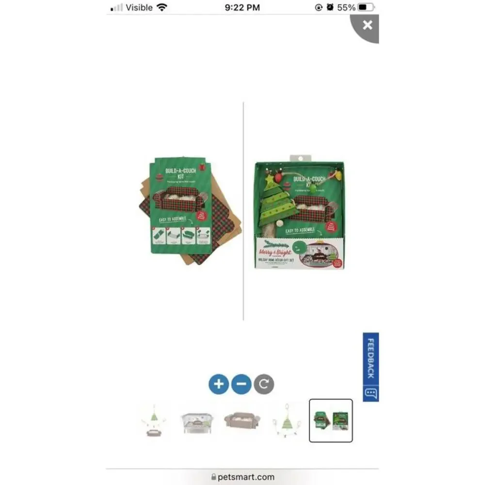 Merry & Bright Holiday Home Decor Small Pet Gift Set Build A Couch Holiday Home